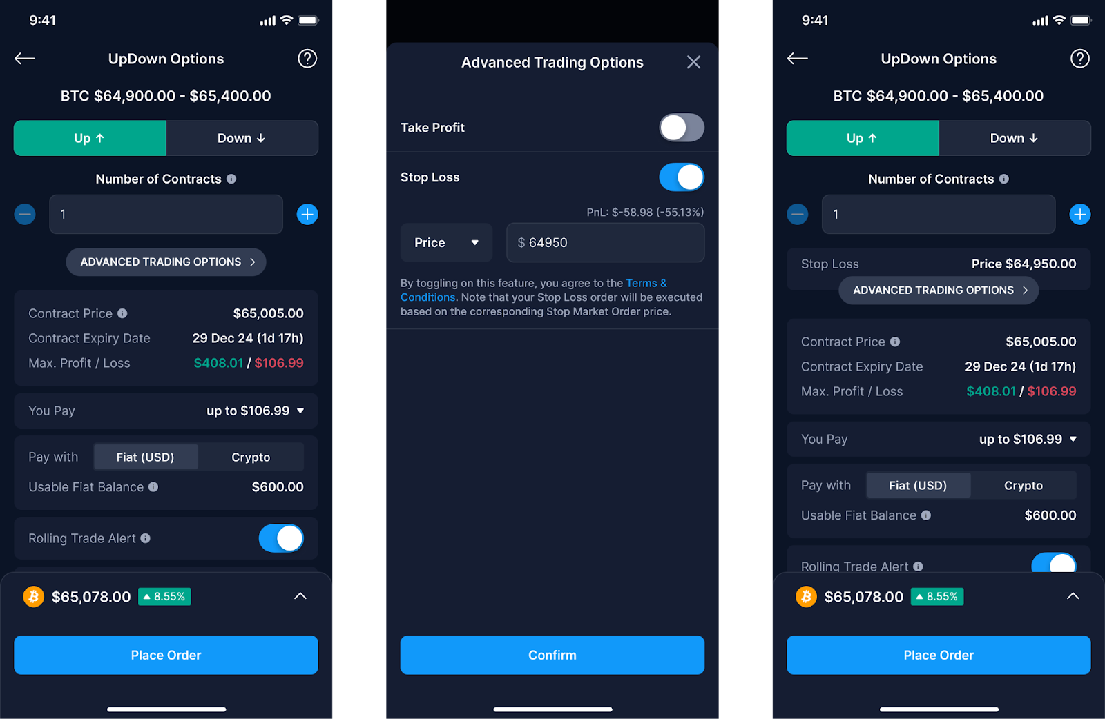crypto trading take-profit order example