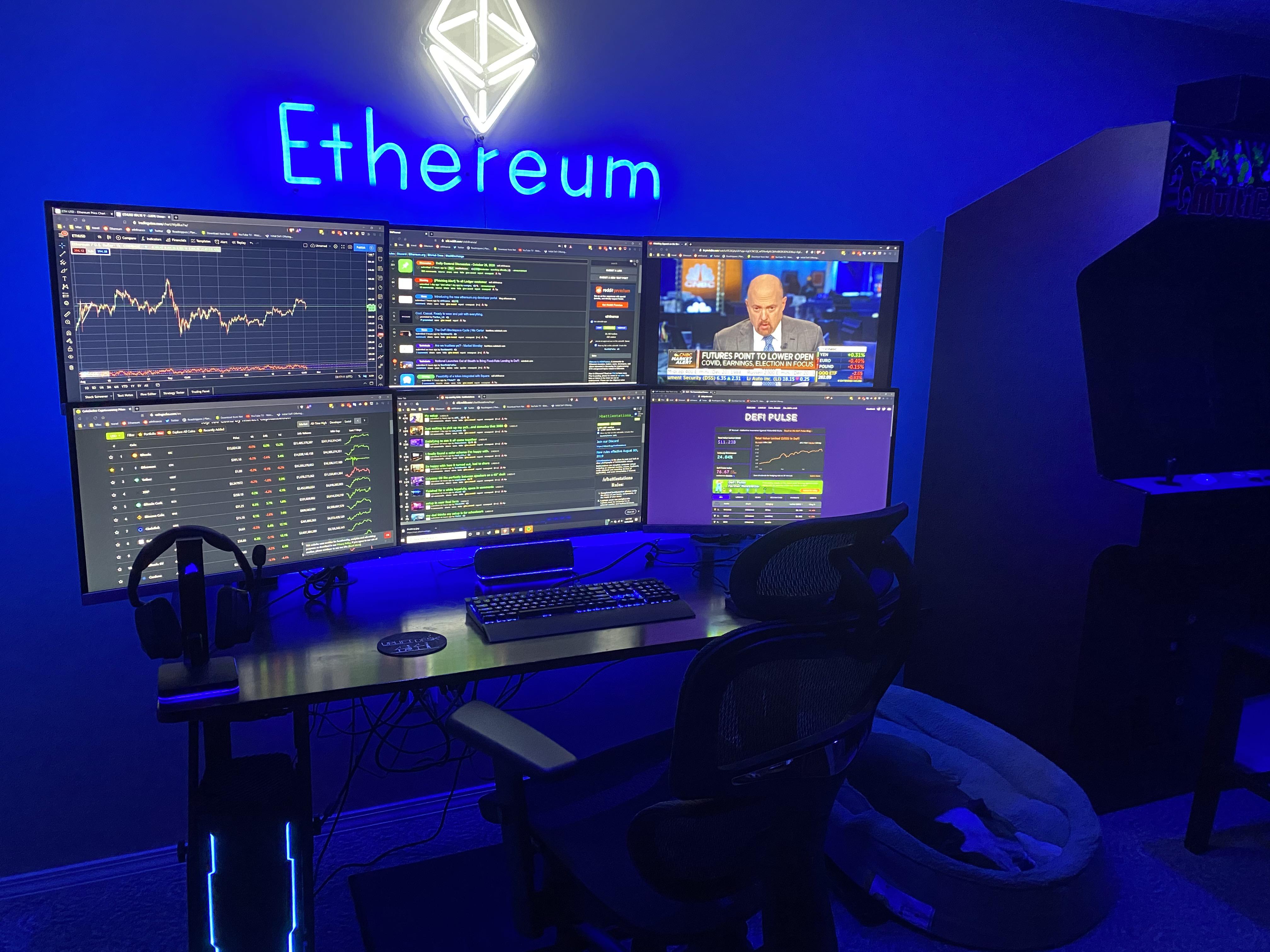 Professional crypto trading desk setup for Bitcoin 15-minute chart analysis using 2 EMA VWAP strategy long entry in volatile markets